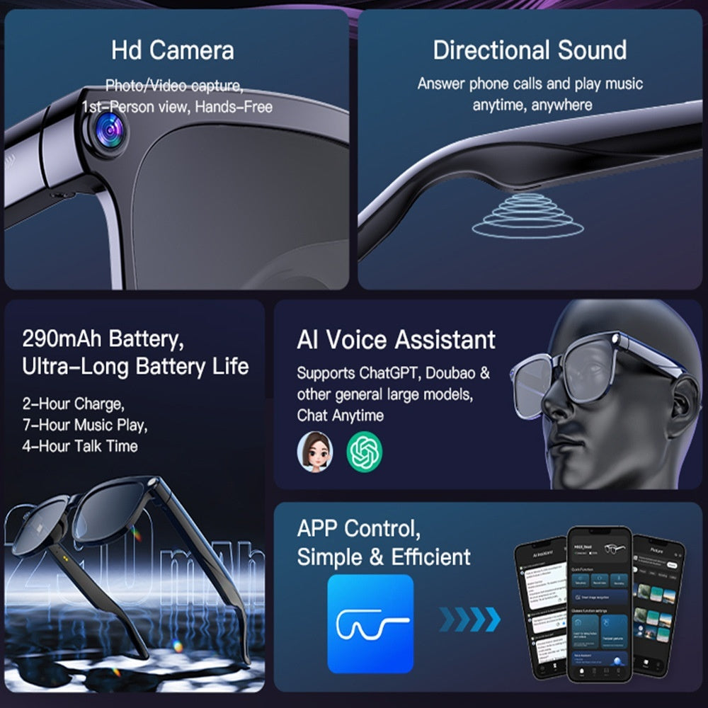800W Photo And Video Recording AI Assistant Smart Glasses